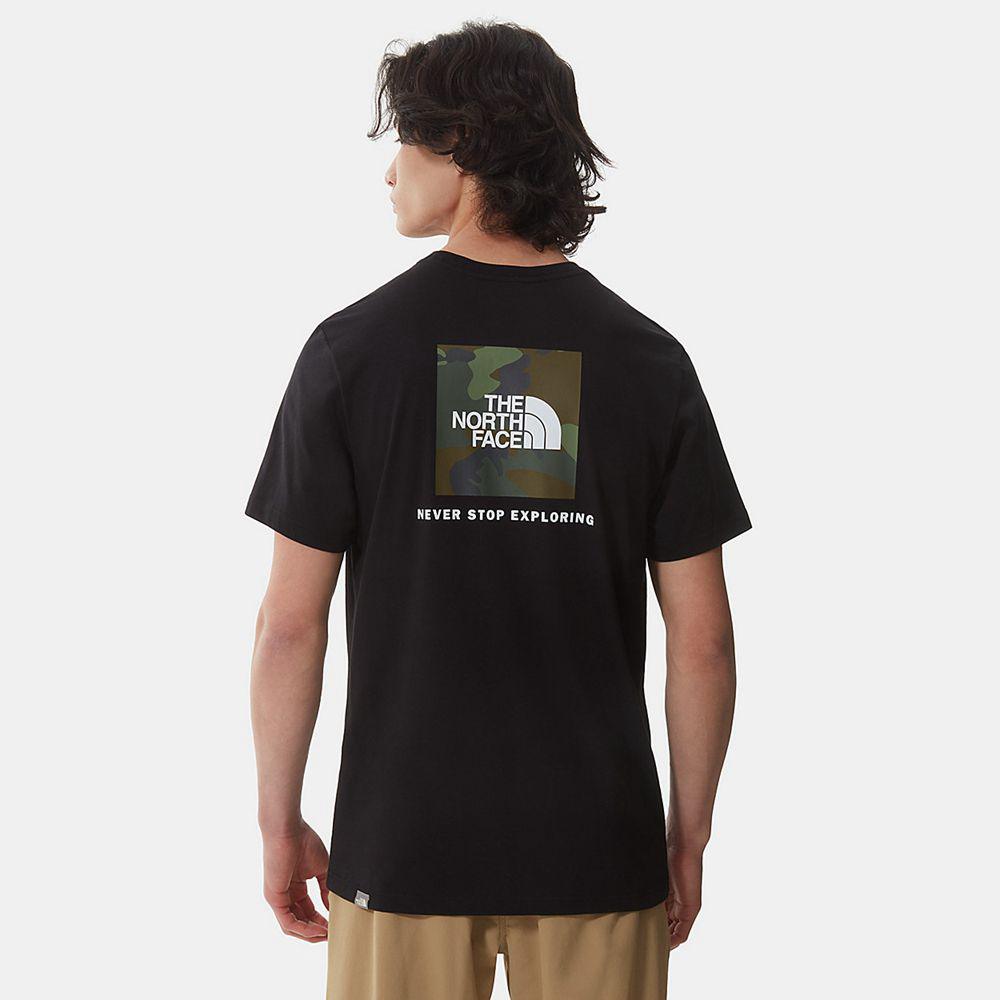 The North Face Redbox Ανδρικα T Shirt - Μαυρα / Καμουφλάζ (OYDT47591)